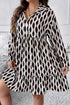 Geometric Print Collared V Neck H Line Mini Dress