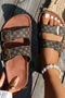 Geometric Print Cut Out Buckle Detail Flat Slide