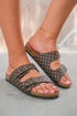 Geometric Print Cut Out Buckle Detail Flat Slide