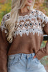 Geometric Print Drop Shoulder Alpine Inspired Pullover Sweater