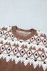 Geometric Print Drop Shoulder Alpine Inspired Pullover Sweater