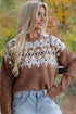 Geometric Print Drop Shoulder Alpine Inspired Pullover Sweater
