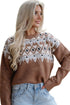 Geometric Print Drop Shoulder Alpine Inspired Pullover Sweater