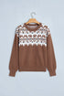 Geometric Print Drop Shoulder Alpine Inspired Pullover Sweater