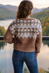 Geometric Print Drop Shoulder Alpine Inspired Pullover Sweater