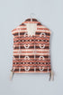Geometric Print Fleece Metal Button Placket Shift Silhouette Vest