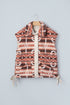 Geometric Print Fleece Metal Button Placket Shift Silhouette Vest