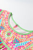 Geometric Print Flutter Sleeve Woven Peasant Blouse