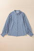 Geometric Print Long Sleeve Button Down Blouse