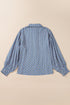 Geometric Print Long Sleeve Button Down Blouse