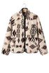 Geometric Print Long Sleeve Shirt Collar Zip Up Placket Binding Tape Jacket