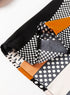 Geometric Print Mixed Pattern Notched V Neck Blouse