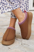 Geometric Print Panel Plush Lined Suede Texture Boots