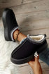 Geometric Print Panel Plush Lined Suede Texture Boots