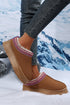 Geometric Print Panel Plush Lined Suede Texture Boots