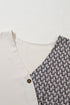 Geometric Print Patchwork V Neck Short Sleeve Plus Size Blouse