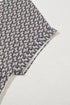 Geometric Print Patchwork V Neck Short Sleeve Plus Size Blouse