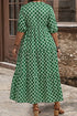 Geometric Print Pocketed Ruffle Hem A Line Maxi Dress