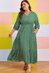 Geometric Print Pocketed Ruffle Hem A Line Maxi Dress
