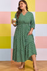 Geometric Print Pocketed Ruffle Hem A Line Maxi Dress