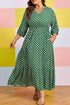 Geometric Print Pocketed Ruffle Hem A Line Maxi Dress