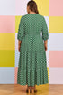 Geometric Print Pocketed Ruffle Hem A Line Maxi Dress