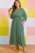 Geometric Print Pocketed Ruffle Hem A Line Maxi Dress