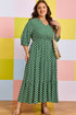 Geometric Print Pocketed Ruffle Hem A Line Maxi Dress