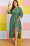 Geometric Print Pocketed Ruffle Hem A Line Maxi Dress
