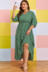 Geometric Print Pocketed Ruffle Hem A Line Maxi Dress