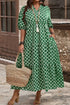Geometric Print Pocketed Ruffle Hem A Line Maxi Dress