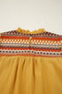 Geometric Print Short Puff Sleeve Frilled Collar Woven Blouse