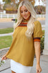 Geometric Print Short Puff Sleeve Frilled Collar Woven Blouse