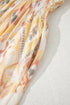 Geometric Print Smocked Half Sleeve A Line Maxi Dress