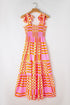 Geometric Print Smocked Tie Strap Tiered Maxi Dress