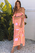 Geometric Print Smocked Tie Strap Tiered Maxi Dress