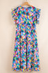 Geometric Print Tiered Ruffled Short Sleeve Maxi Dress