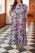 Geometric Print Tiered Ruffled Short Sleeve Maxi Dress