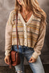 Geometric Print V Neck Button Down Cardigan