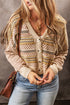 Geometric Print V Neck Button Down Cardigan