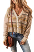 Geometric Print V Neck Button Down Cardigan