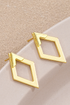 Geometric Rhombus Shape Polished Metal Stud Earrings