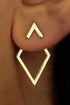 Geometric Rhombus Shape Polished Metal Stud Earrings