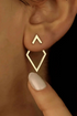 Geometric Rhombus Shape Polished Metal Stud Earrings