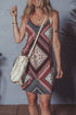 Geometric Scarf Print Lace Trim V-Neck Cami Mini Dress