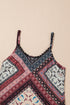 Geometric Scarf Print Lace Trim V-Neck Cami Mini Dress