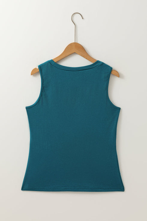 Geometric Seam Detail Soft Brushed Sleeveless Top