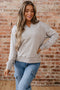 Geometric Sleeve V Neck Relaxed Fit Pullover Sweatshirt