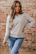 Geometric Sleeve V Neck Relaxed Fit Pullover Sweatshirt