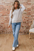 Geometric Sleeve V Neck Relaxed Fit Pullover Sweatshirt